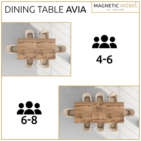 Table Extensible Avia avec Pied de Table Orion 140x90x79 cm