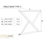 2 x Tischgestell Tischbeine Metall Tischkufen Metalltischbeine X Profil: 8x4 cm