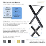 2 x Tischgestell Tischbeine Metall Tischkufen Metalltischbeine X Profil: 80x40 mm