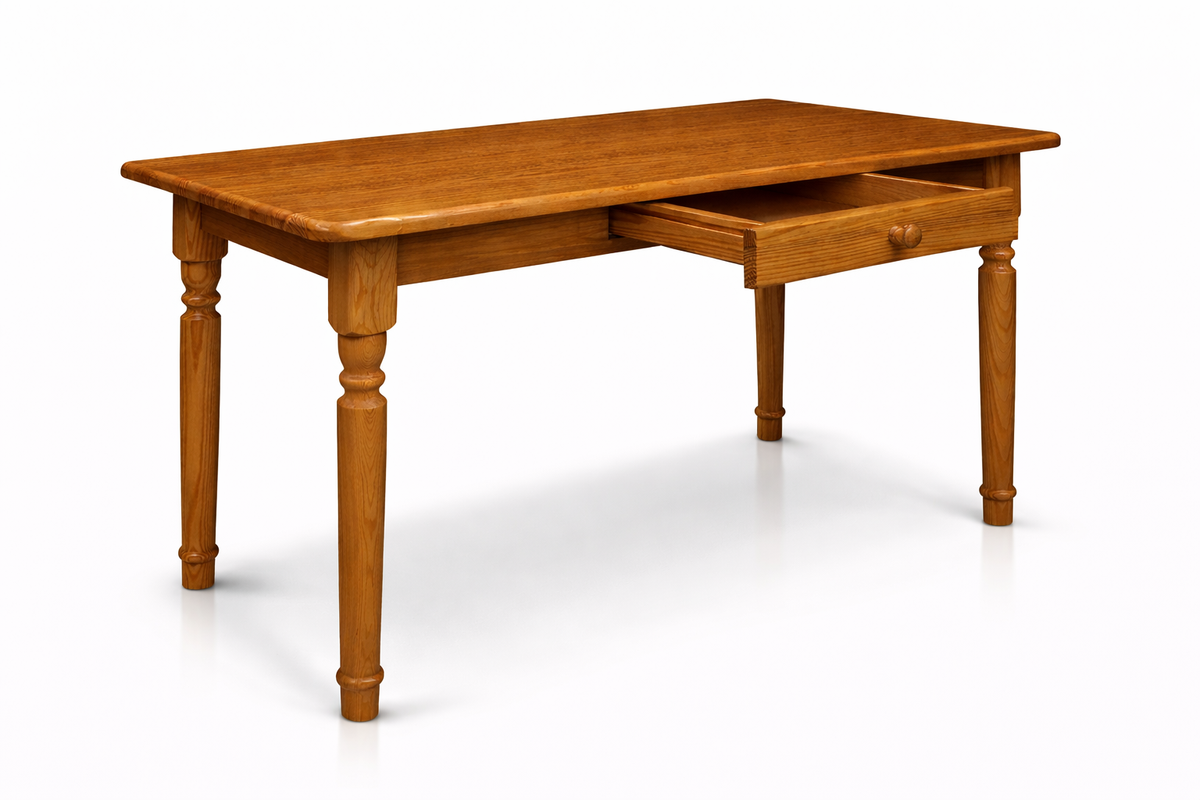 Solid Pine Dining Table with Drawer – Wooden Kitchen and Dining Table
