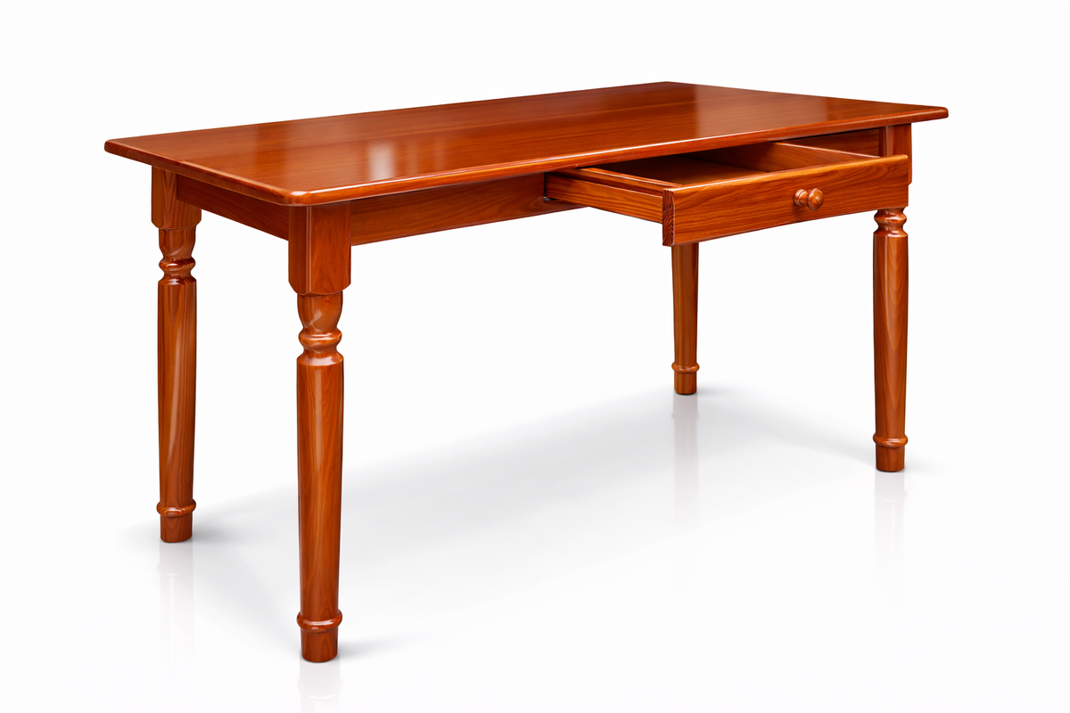 Solid Pine Dining Table with Drawer – Wooden Kitchen and Dining Table