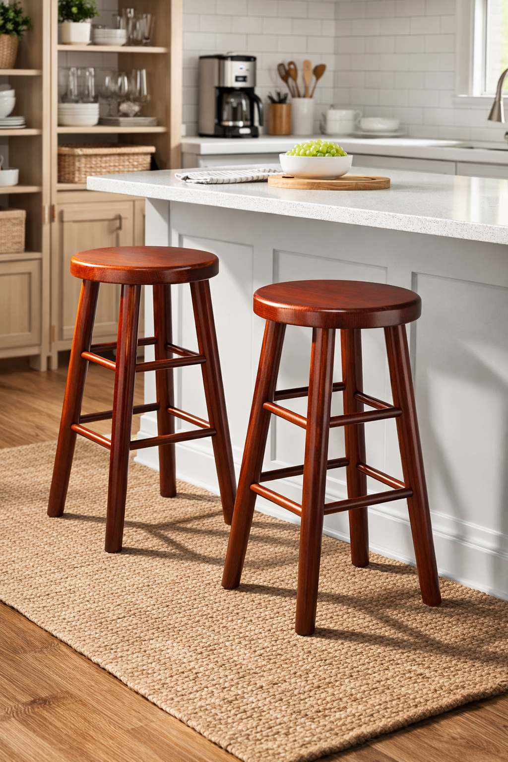 Drewniany taboret barowy H 80 cm