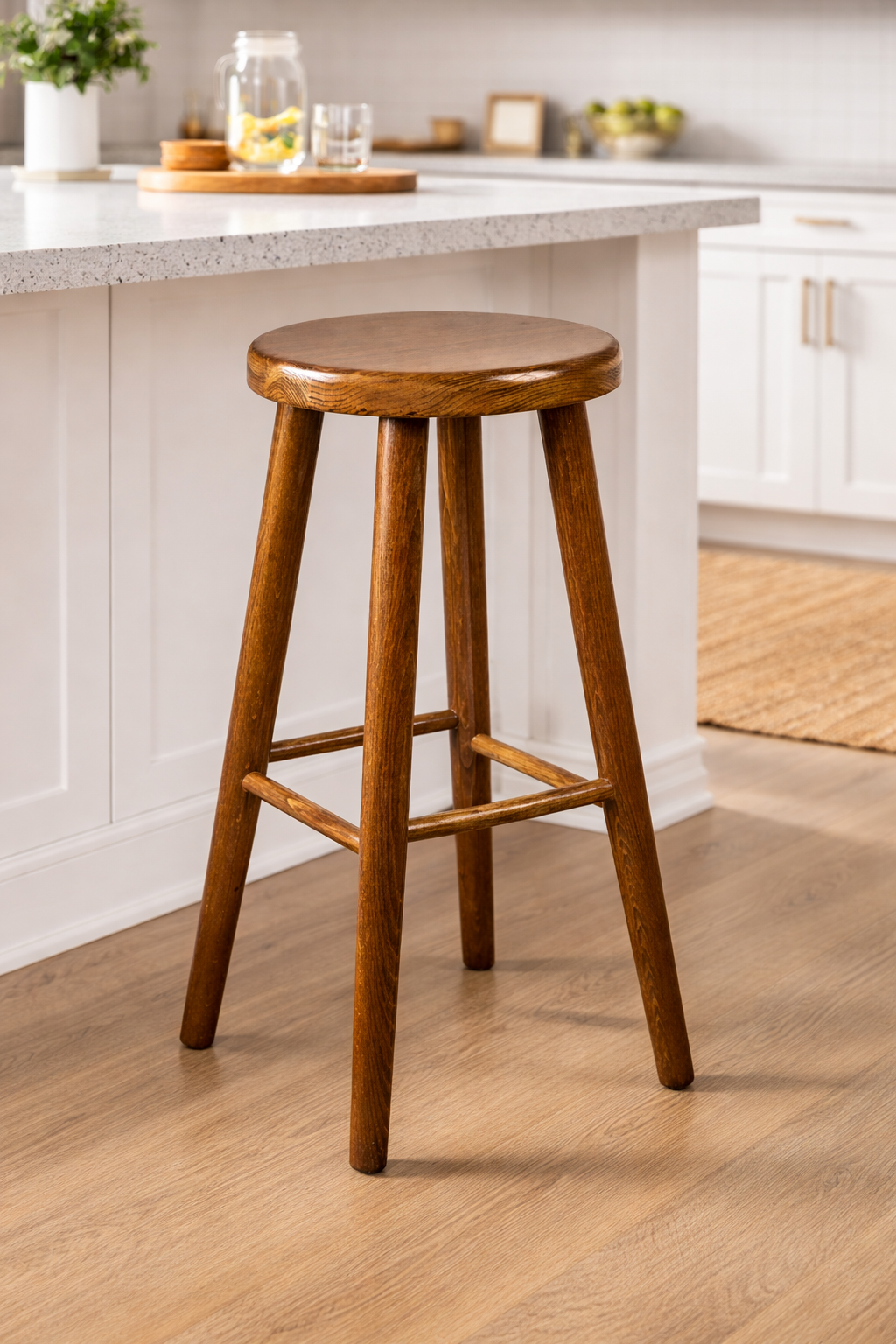 Drewniany taboret barowy H 60 cm