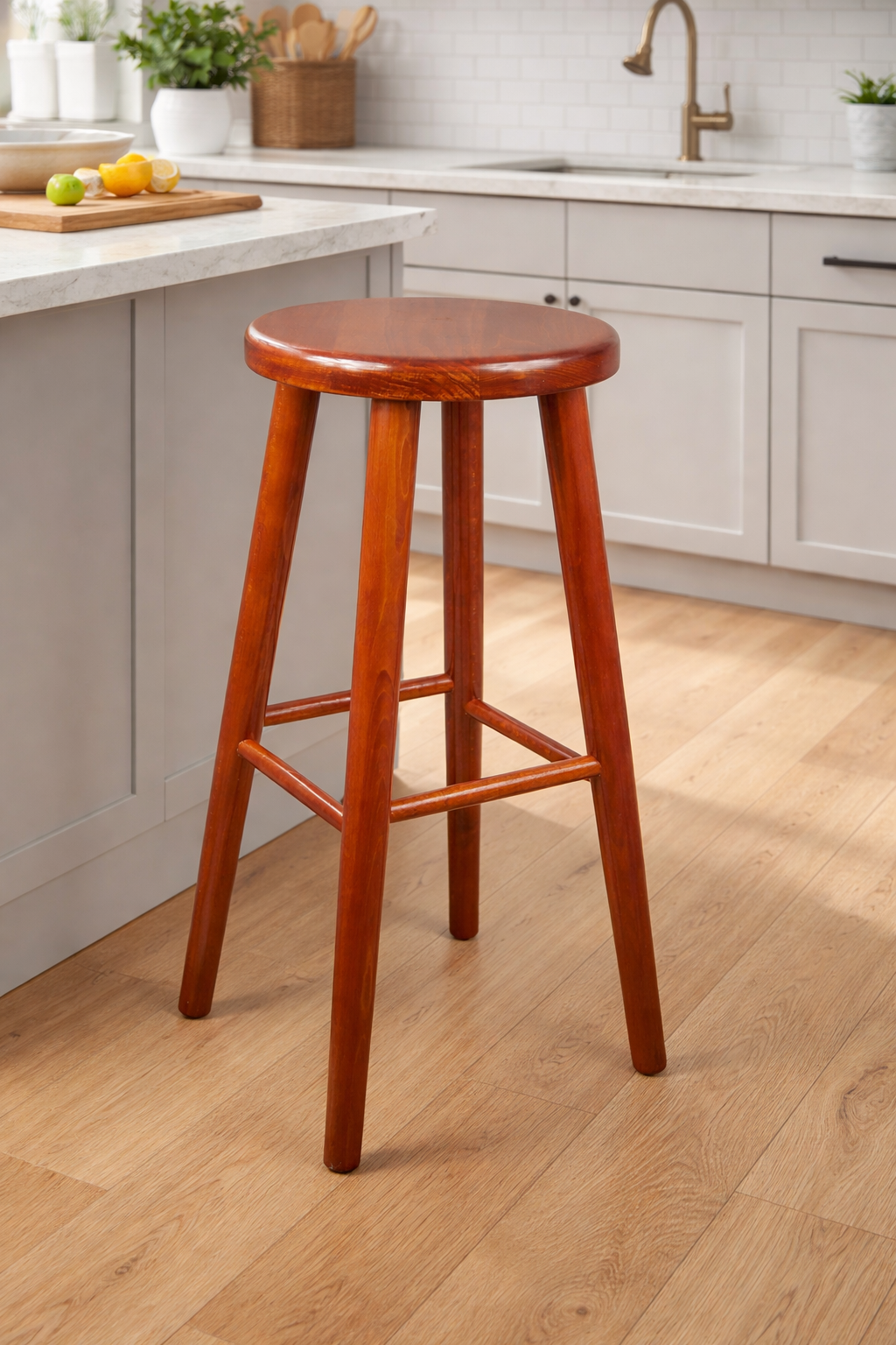 Drewniany taboret barowy H 60 cm