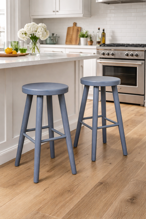 Drewniany taboret barowy H 60 cm