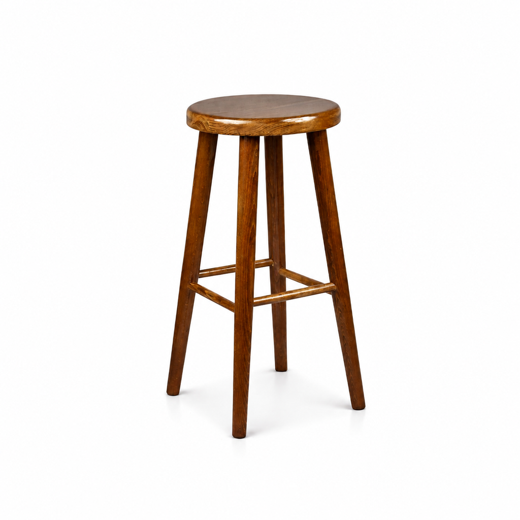Drewniany taboret barowy H 70 cm