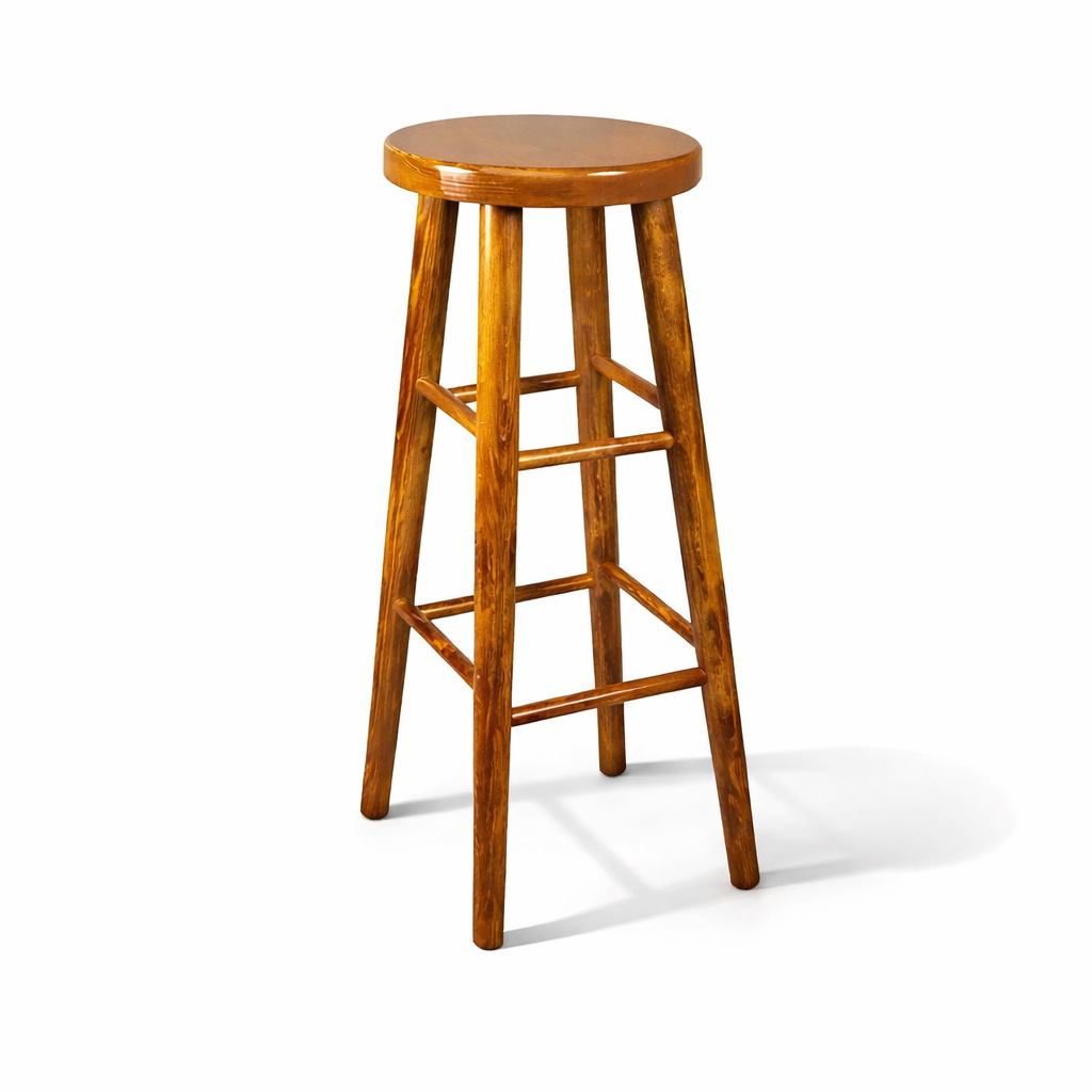 Drewniany taboret barowy H 80 cm