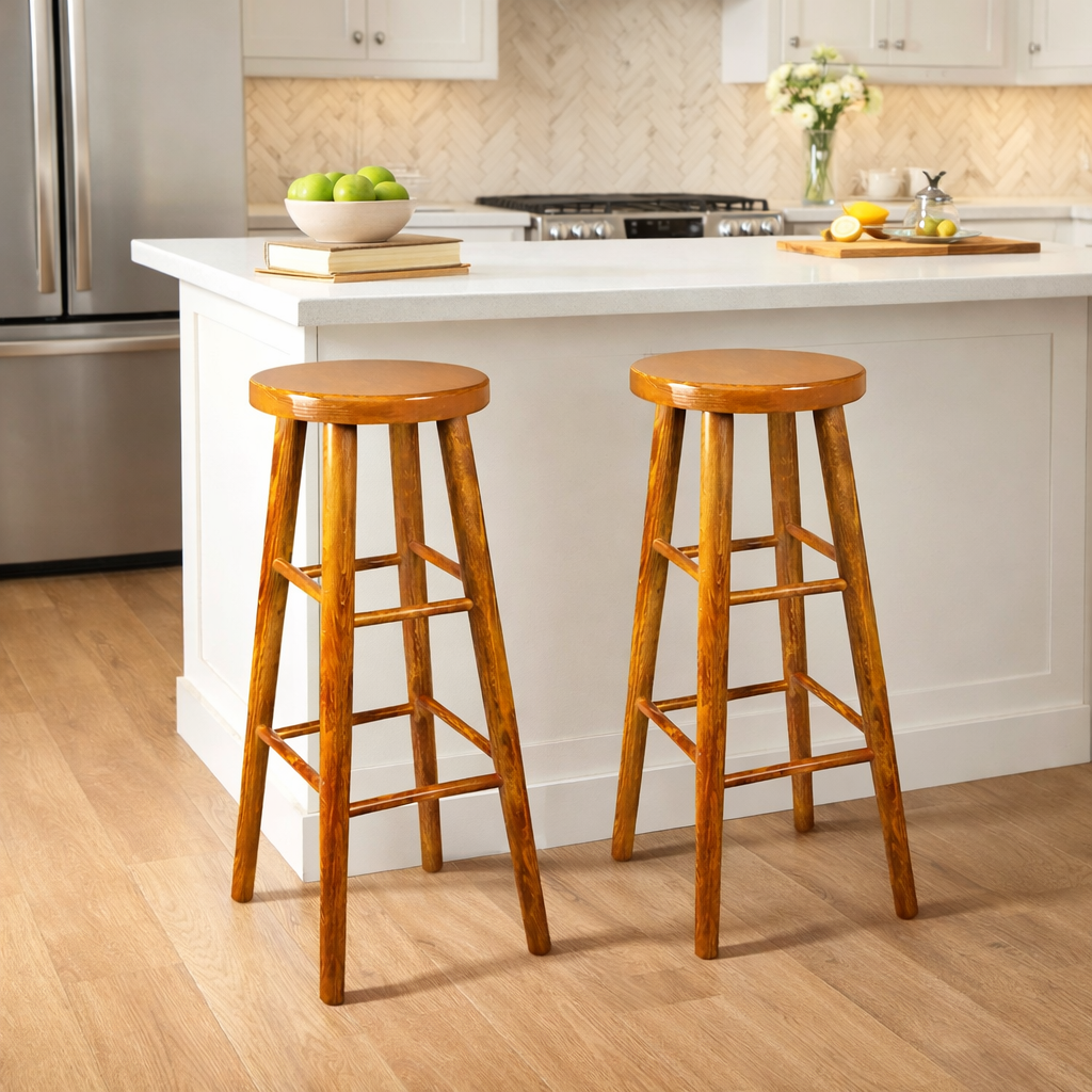 Drewniany taboret barowy H 80 cm