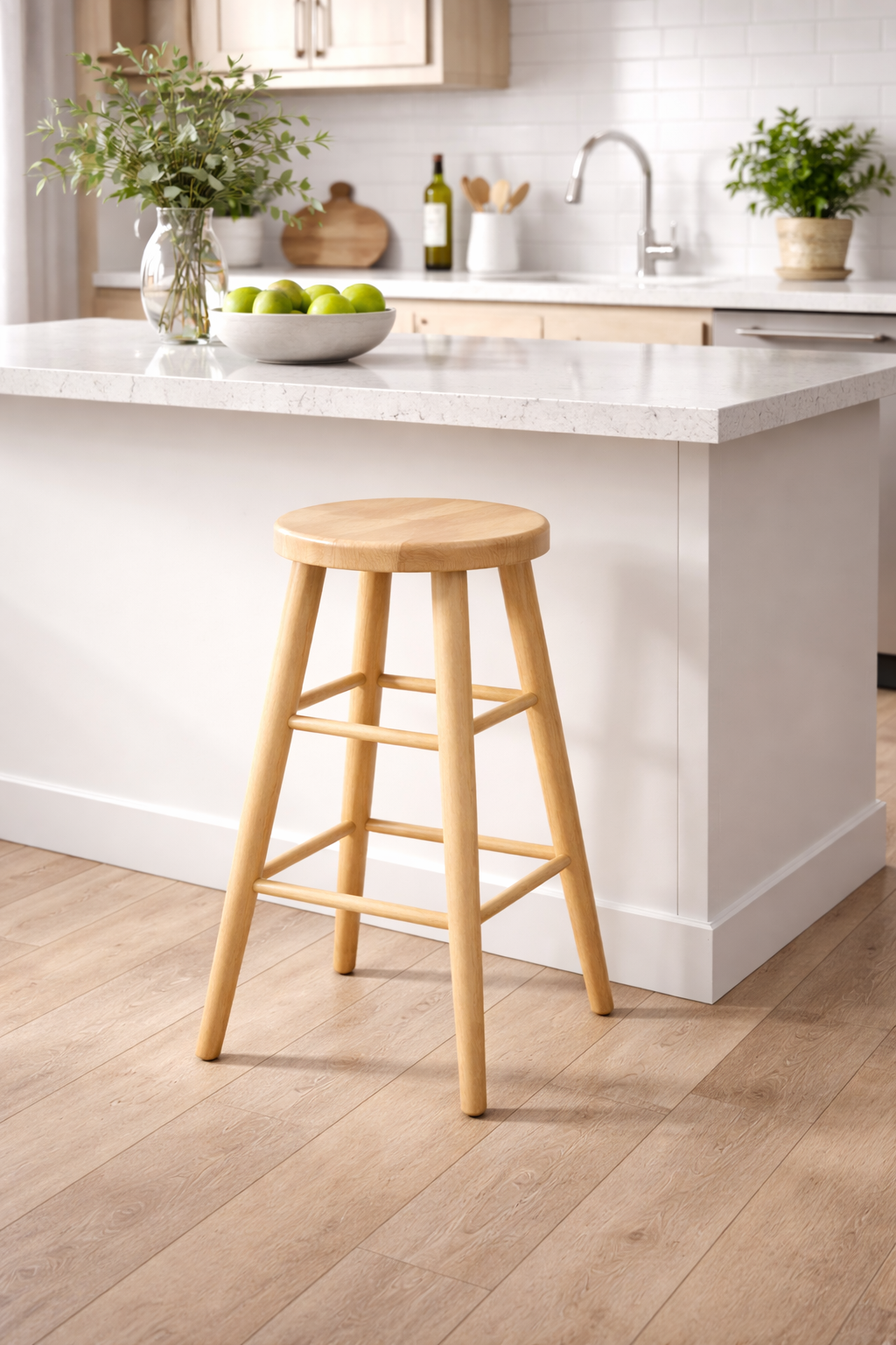 Drewniany taboret barowy H 80 cm