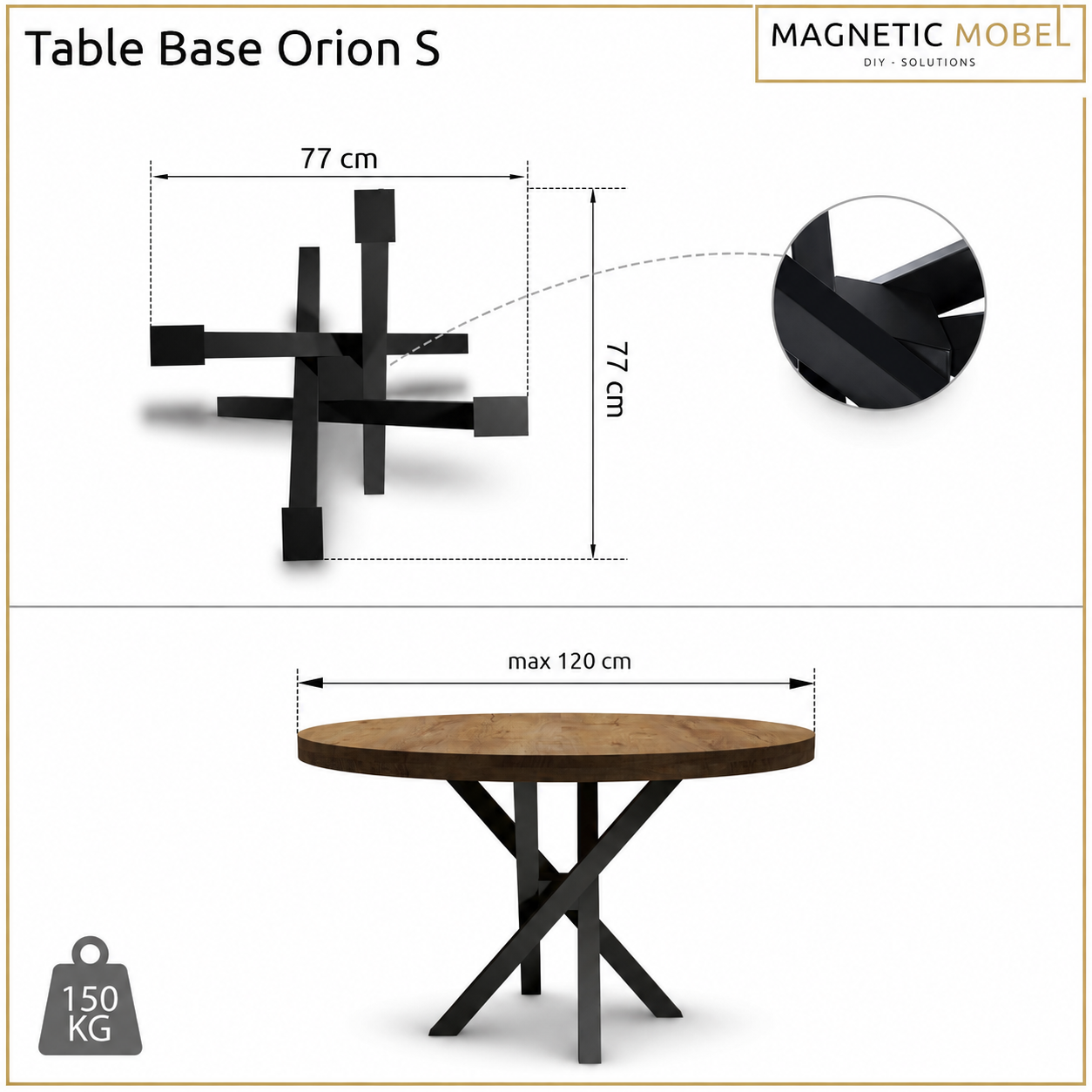 Orion Table Base | 80x40 mm Profile
