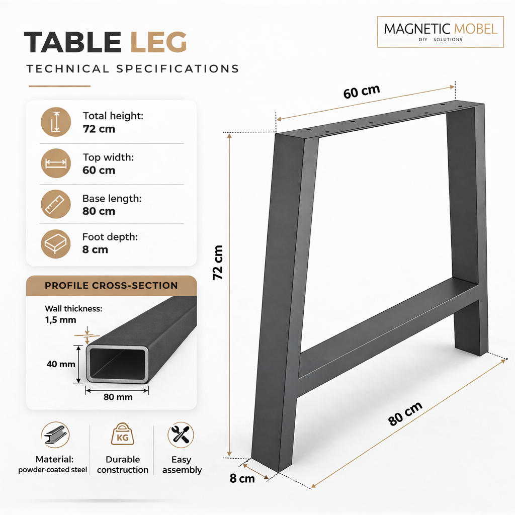 Orion Table Base | 80x40 mm Profile
