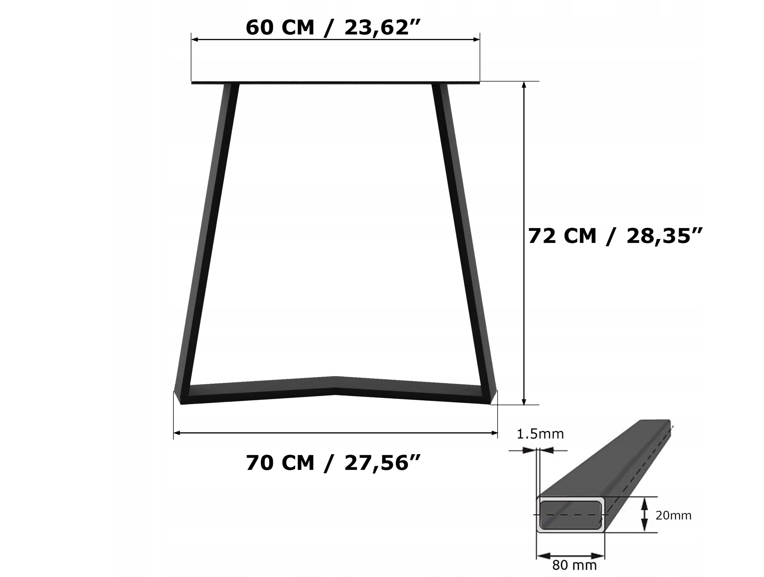 Tischgestell Orion | Profil 80x40 mm