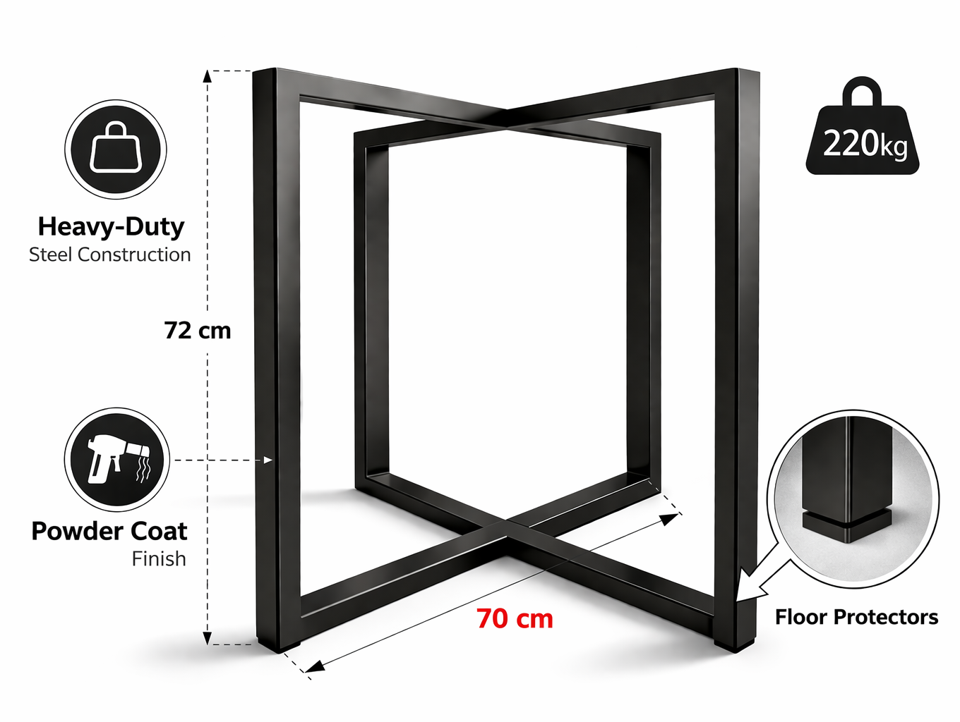Orion Table Base | 80x40 mm Profile