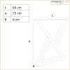 copy of 2 Metal Table Legs shape - X Profile: 6x2 cm