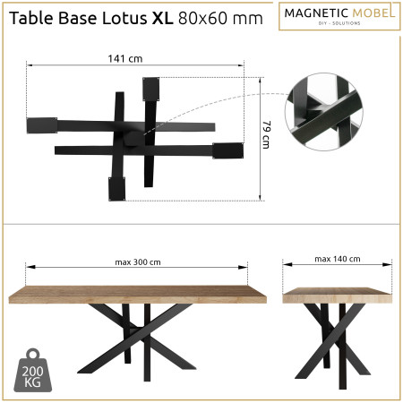 Metalowa podstawa do stołu Lotus | Profil: 8x6 cm